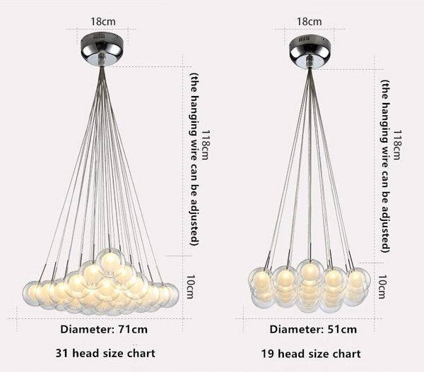 Lights of Scandinavia - Cluster - Nordic cluster LED chandelier. Modern hanging lights for kitchens, dining rooms, hallways etc. Cluster comes in several size options. Adjustable height.