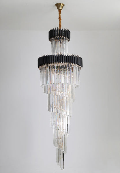 Lights of Scandinavia - Imperial - When only the best is good enough. Grand luxurious crystal chandelier suitable for staircases or grand lobbies. Stainless steel framework combined with high-grade K9 crystals and modern LED light sources. A modern heart encapsulated in a luxurious classic design. Imperial won't leave anyone indifferent. Luxury modern crystal chandelier for staircase Long loft black cristal light fixture villa lobby living room decor hang lighting