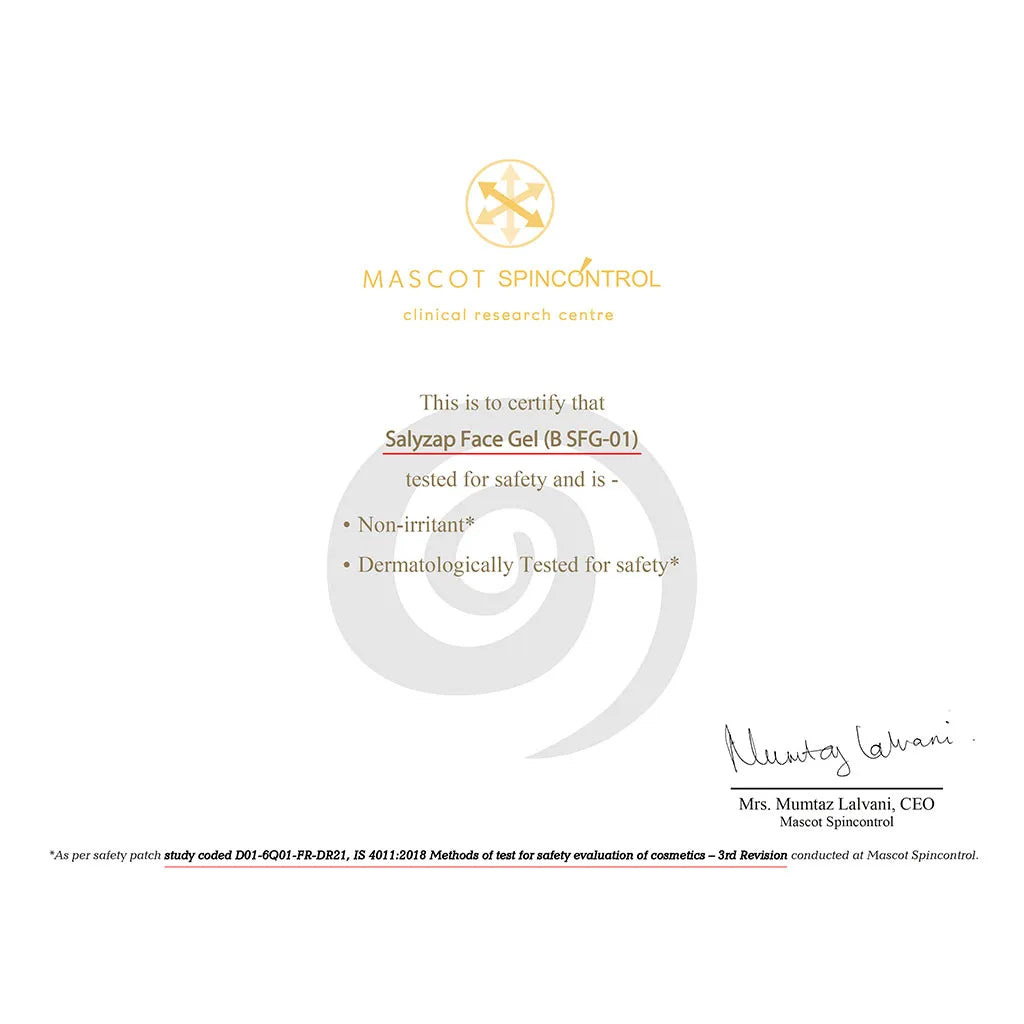 salyzap-facegel Certification