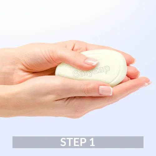 Apply the Salyzap soap on the damp skin