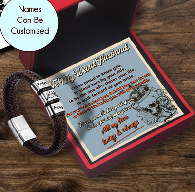 Personalized Leather Bracelet - Skull - To My Weird Husband - All My Love Today & Always - Cagbzl14007