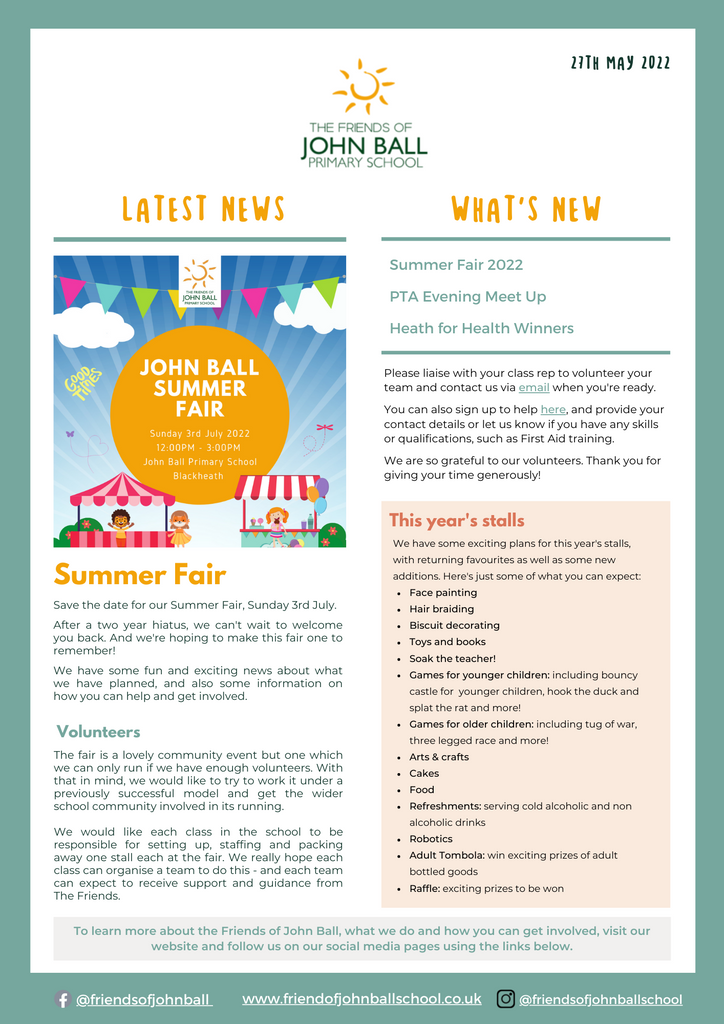 Summer Fair Newsletter Page 1