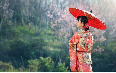 japanese girl in traditional kimono