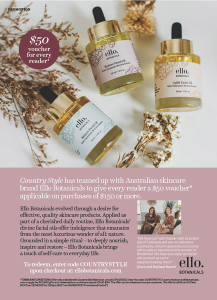 Ello Botanicals Facial Oils Country Style Magazine Promotion