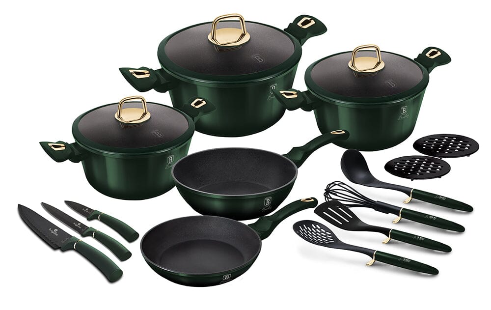 17 Piece Kitchen  Cookware Set  Emerald  Collection 