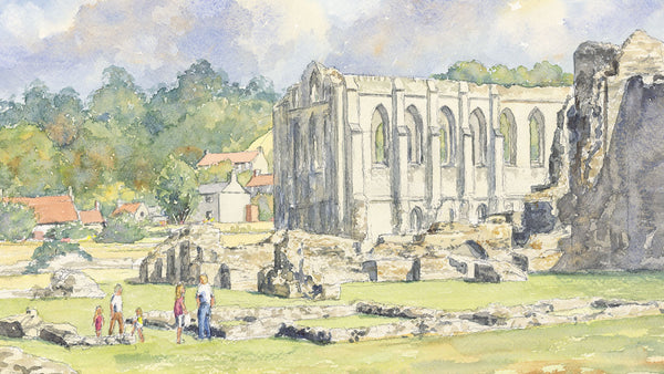 Rievaulx Abbey watercolour by Barry Claughton from the Northern Watercolours range