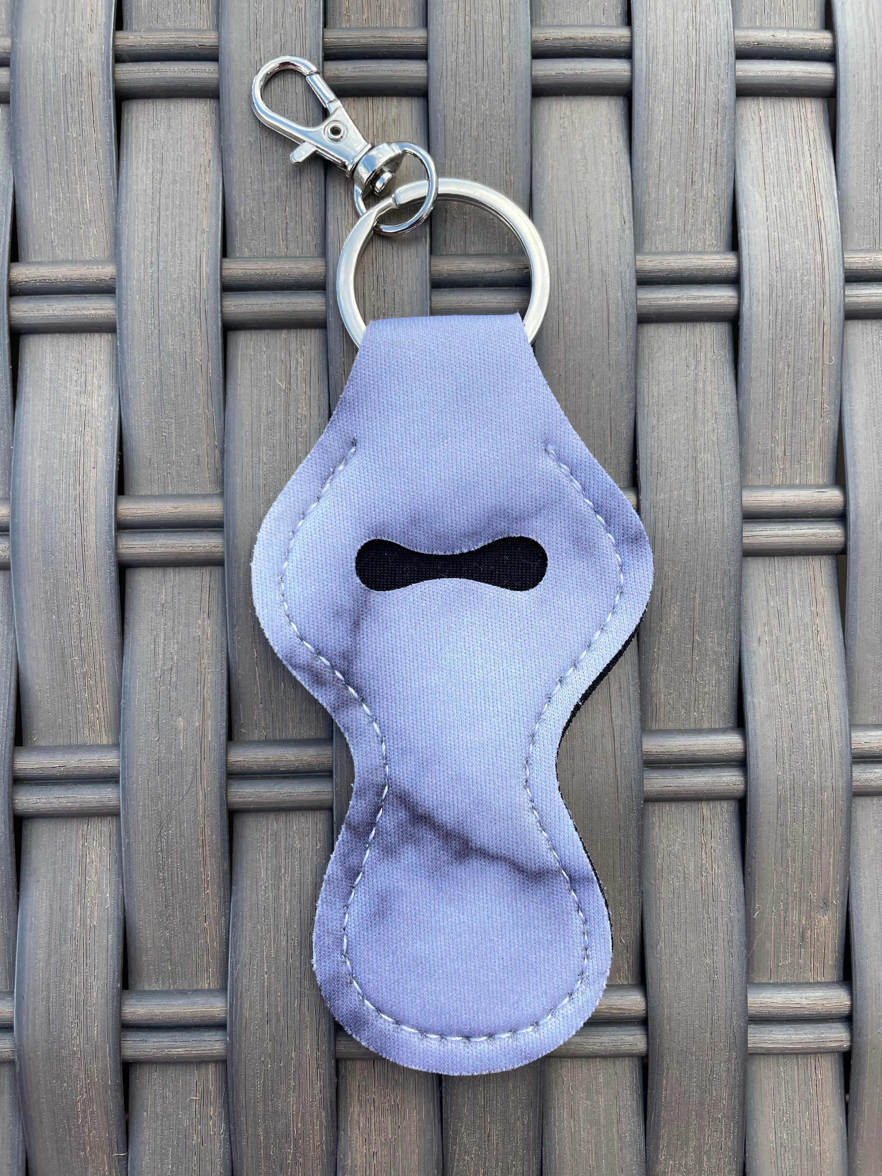 Gray Marble Chapstick Keychain