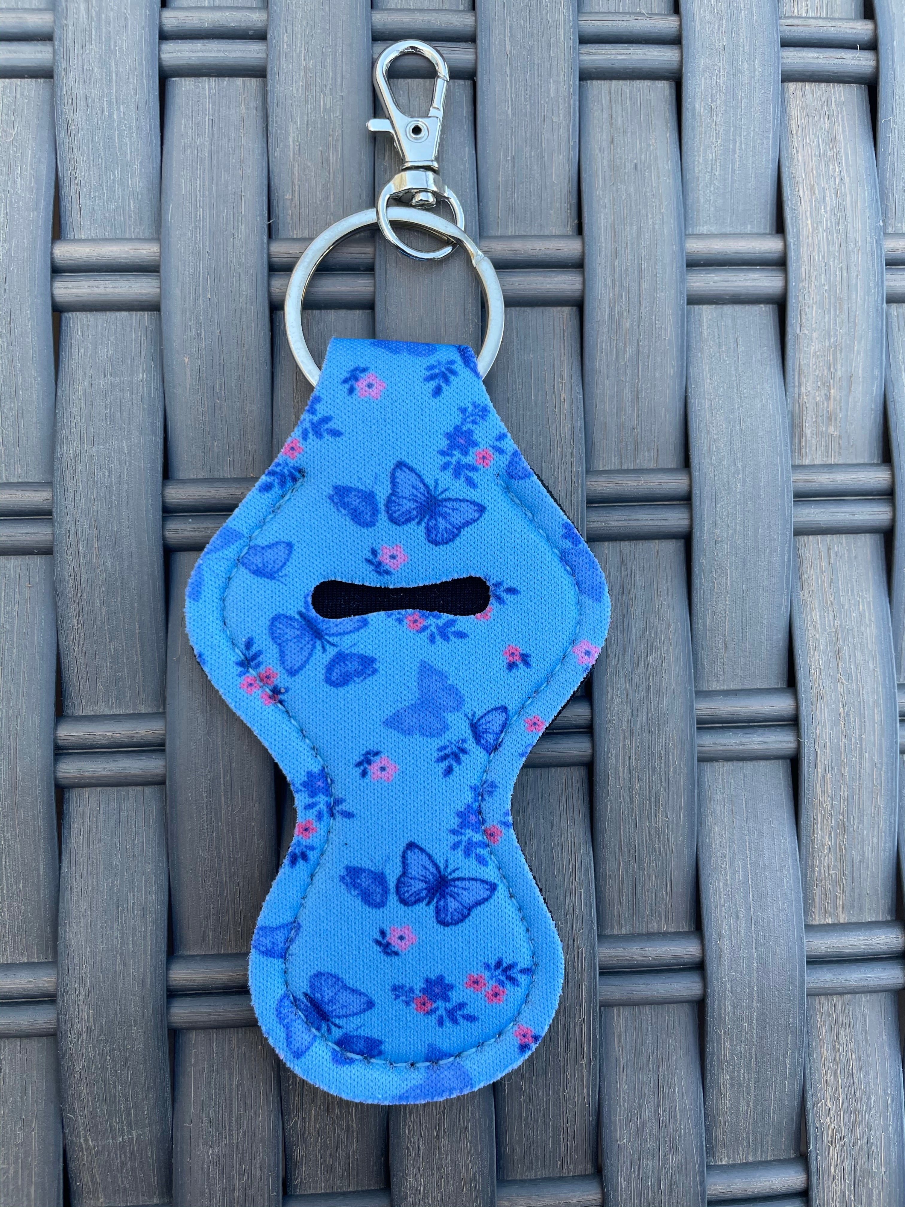 Blue Butterfly Chapstick Keychain