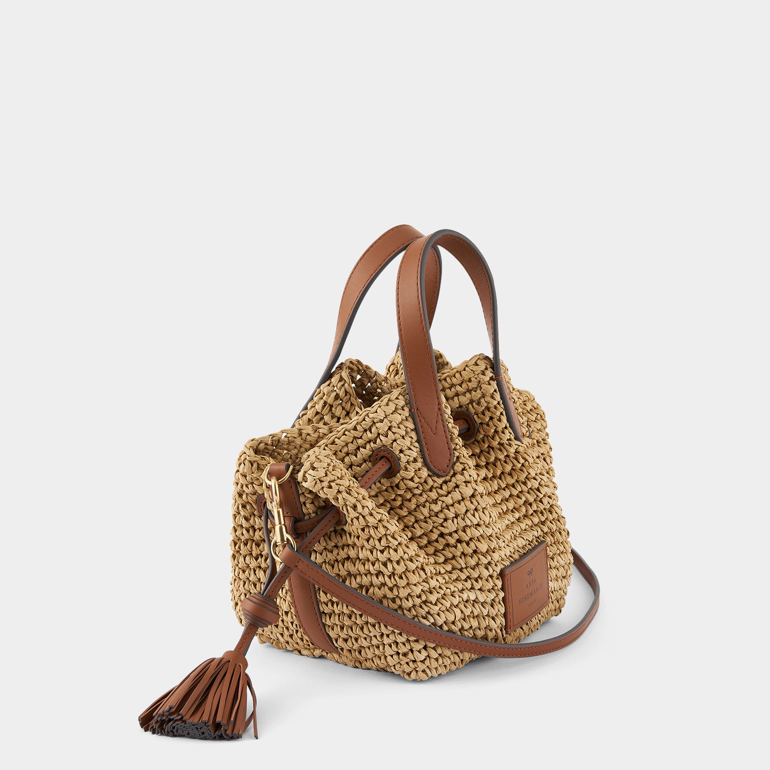 Raffia Drawstring Small Cross-body Tote