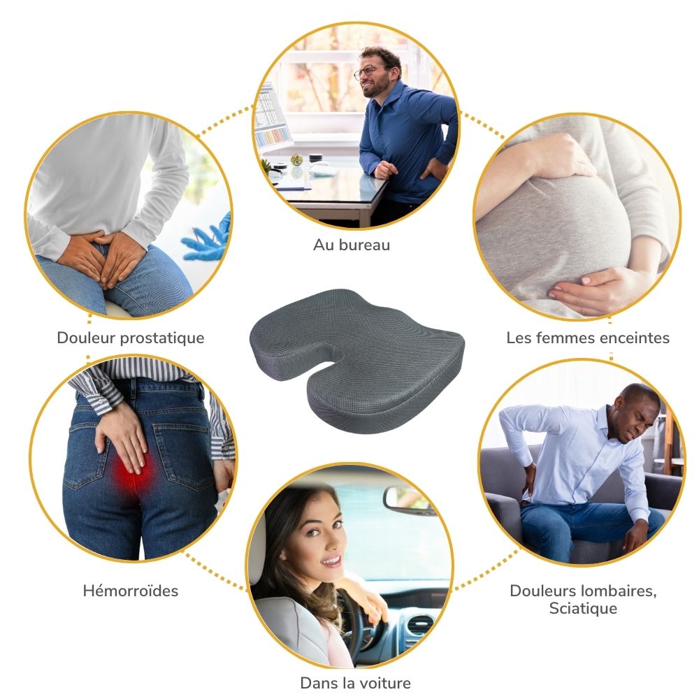 Coussin coccyx ergonomique en forme de U a Mémoire de Forme