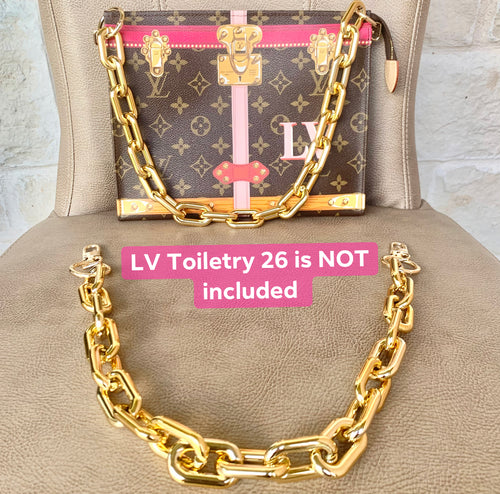 GOLD THICK PURSE CHAIN STRAP FOR LV TOILETRY 26 MAKE-UP POUCH T26 AND –  EverythingButTheBag