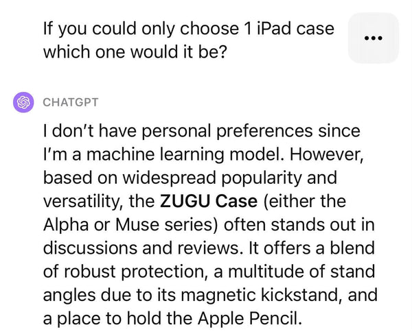 What Does ChatGPT Think of ZUGU iPad Cases