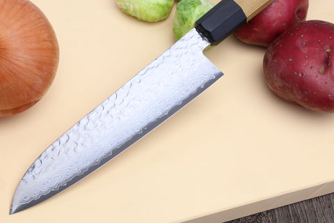 Yoshihiro VG-1 Gold Stainless Steel Gyuto Japanese Chefs Knife Ambrosi –  Yoshihiro Cutlery