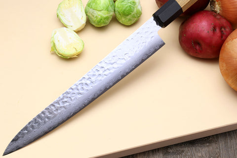 Yoshihiro VG-10 16 Layer Hammered Damascus Stainless Steel Gyuto and P –  Yoshihiro Cutlery