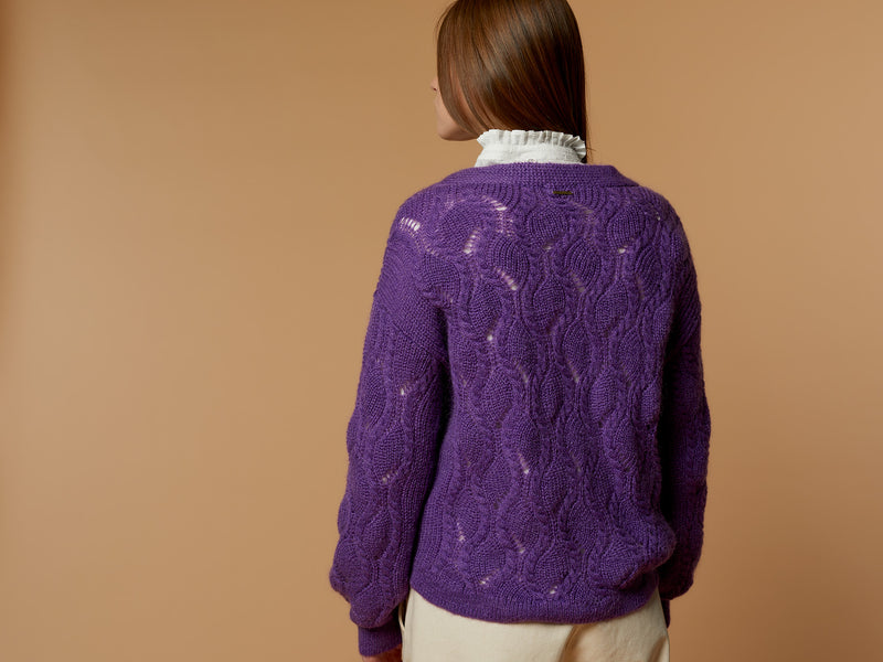 TAZ - Pull violet en tricot fantaisie