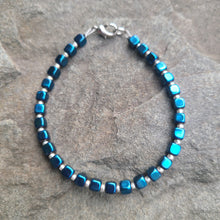 Load image into Gallery viewer, Metallic Blue Beaded Bracelet - Penny Jane Handmade

