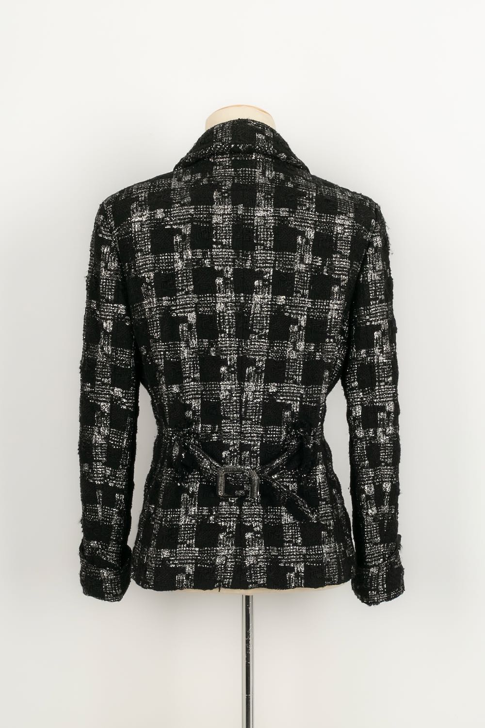 Chanel Bouclé Jacket Blazer Black WoolSilk