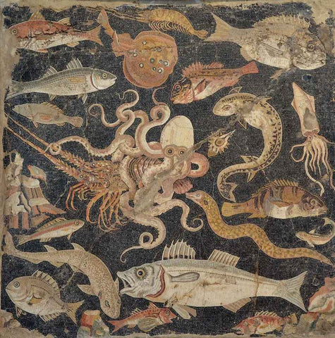 Roman mosaic with marine animals