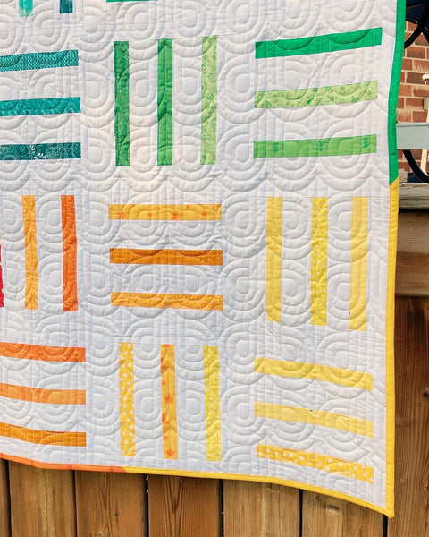 Bar Code Quilt by Monika Henry of Penny Spool Quilts in Scrappy Rainbow Colours