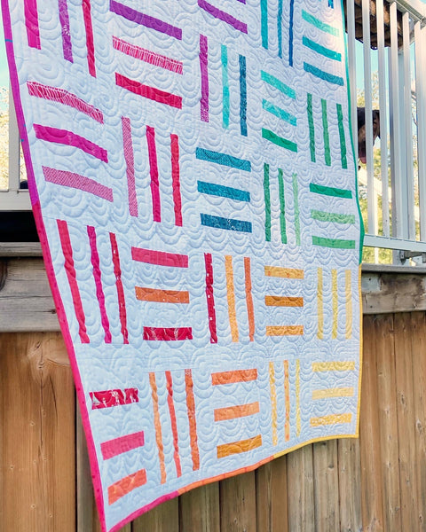 Bar Code Quilt by Monika Henry of Penny Spool Quilts Scrappy Rainbow