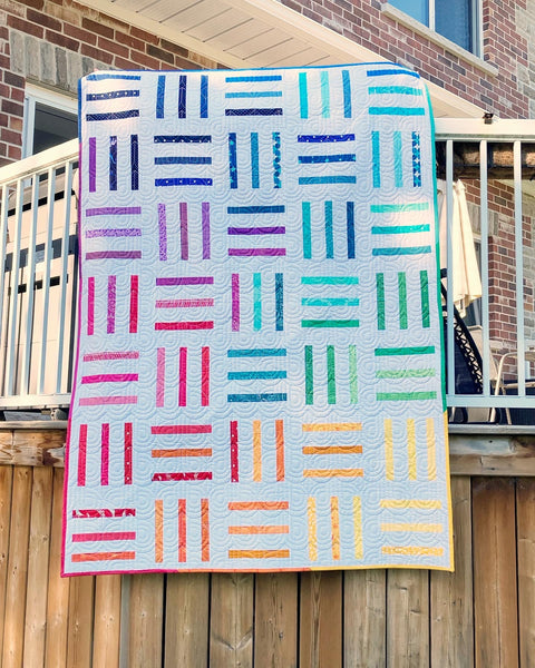 Bar Code Quilt by Monika Henry of Penny Spool Quilts in Scrappy Rainbow Colours