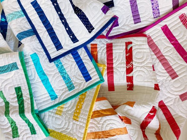 Bar Code Quilt by Monika Henry of Penny Spool Quilts Scrappy Rainbow 