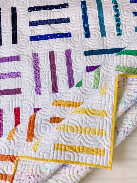 Bar Code Quilt by Monika Henry of Penny Spool Quilts Scrappy Rainbow