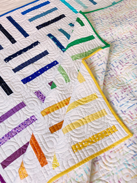 Bar Code Quilt by Monika Henry of Penny Spool Quilts Scrappy Rainbow 