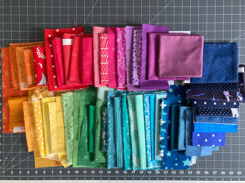 rainbow of fabric scraps