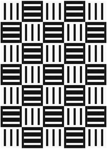 Bar Code quilt pattern by penny spool quilts - mockup in black and white with alternating blocks