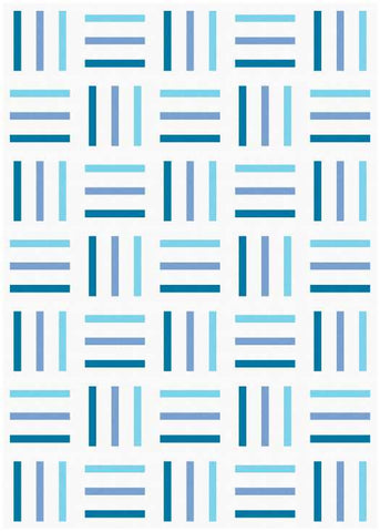 Bar Code quilt pattern by Penny Spool Quilts - mockup in blue ombre on white