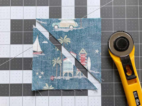 Confetti Quilt Tutorial - Making a Half-Square Triangle Block - Penny Spool Quilts