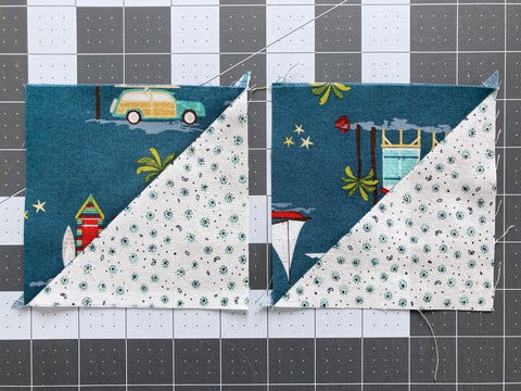 Confetti Quilt Tutorial - Making a Half-Square Triangle Block - Penny Spool Quilts