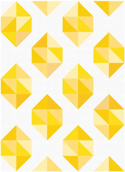 Facets modern HST quilt pattern, citrine birthstone fabric kit