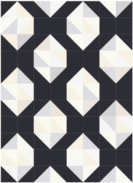 Facets modern HST quilt pattern, diamond birthstone fabric kit