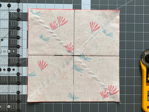 Half square triangles 8 at a time - tutorial by Penny Spool Quilts