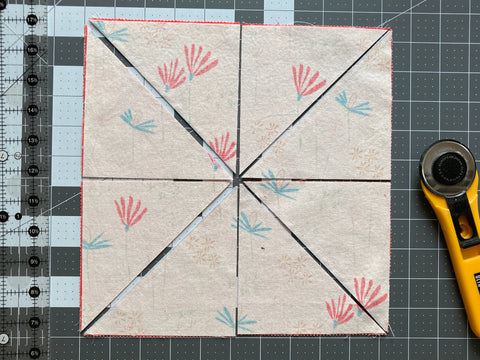 Half square triangles 8 at a time - tutorial by Penny Spool Quilts