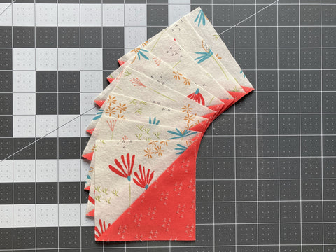 Half square triangles 8 at a time - tutorial by Penny Spool Quilts