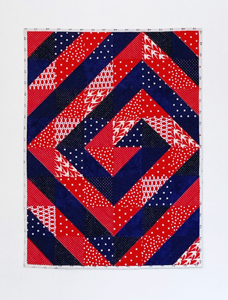 Ripple and Swirl Quilt Pattern by Penny Spool Quilts, red and navy baby quilt