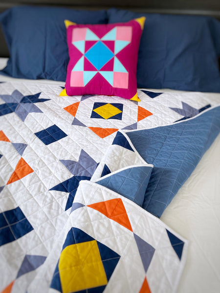 Block Adventures modern quilt pattern in Make Modern Magazine issue 40, by Katy Devlin and Monika Henry