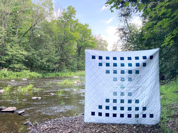 Staccato Quilt Pattern by Monika Henry of Penny Spool Quilts - blue ombre kona solids