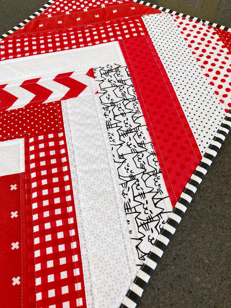 Modern Braid, Friendship Bracelet, Herringbone table runner tutorial by Penny Spool Quilts