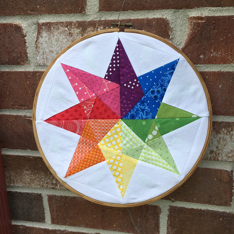 Rainbow Star FPP quilt block pattern by Penny Spool Quilts