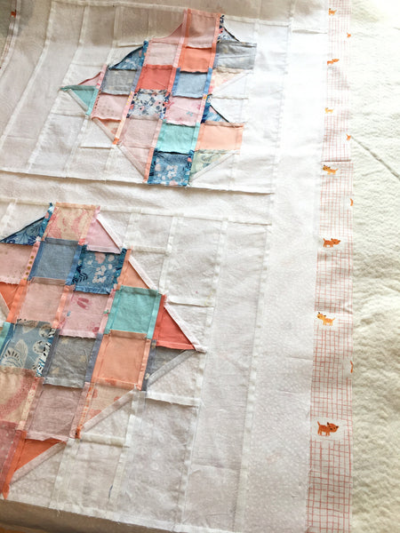 tumbled love table runner by penny spool quilts, scrappy hearts quilted table runner