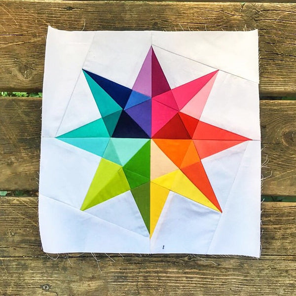 Rainbow Star FPP Quilt Block by Penny Spool Quilts