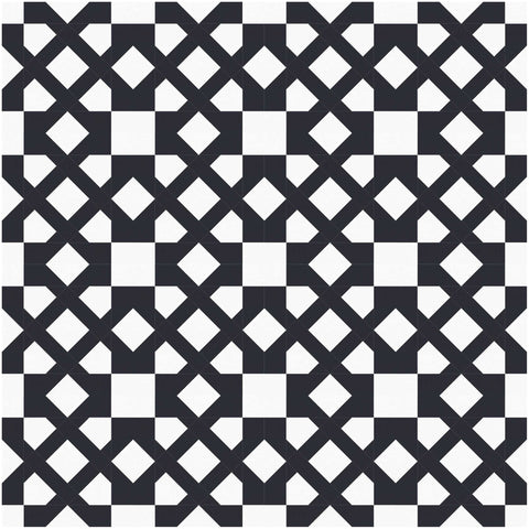Kitchen Tile FPP Quilt Block pattern by Penny Spool Quilts - digital mockup in black and white