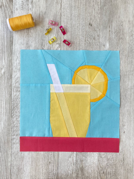 Lemonade FPP quilt block pattern by Penny Spool Quilts -