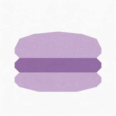 French macaron fpp quilt block by Penny Spool Quilts, in lavender on white