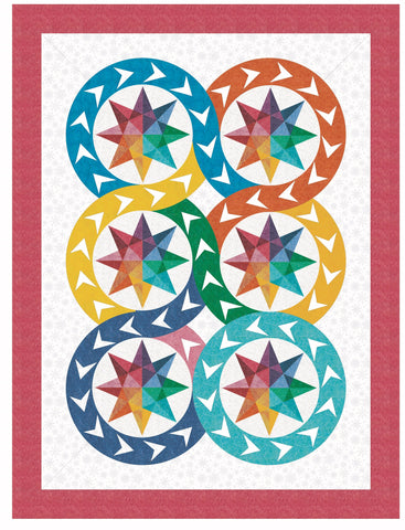 Twist & Turn quilt featuring Rainbow Star block pattern by Penny Spool Quilts