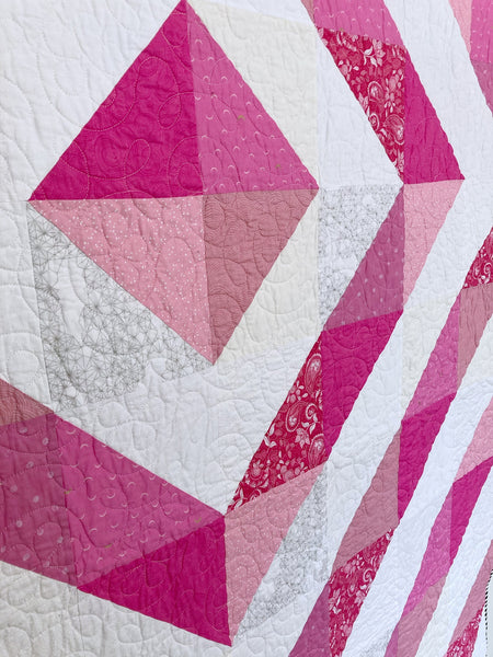 Ripple & Swirl Modern HST Quilt Pattern - Penny Spool Quilts - Pink Ripple 